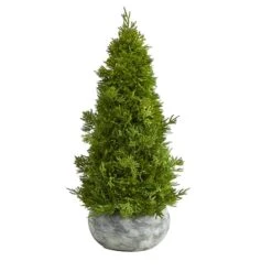 18" Unlit Cypress Cone Artificial Christmas Tree In Decorative Planter -Christmas Designers Store D251285S 1 1