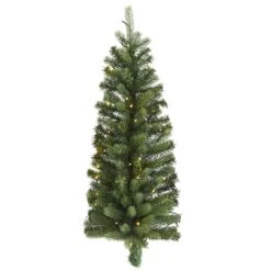 3ft. Pre-Lit Flat Back Wall Hanging Artificial Christmas Tree, Clear LED Lights