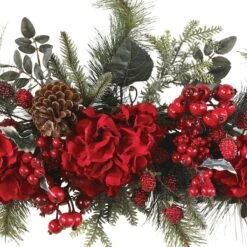 30" Red Holiday Hydrangea Swag -Christmas Designers Store D251353S 12
