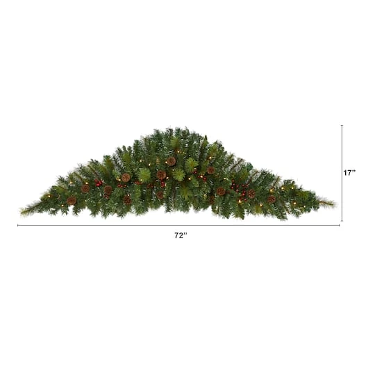 6ft. Pre-Lit Berry & Pinecone Artificial Christmas Swag 5 6ft. Pre-Lit Berry & Pinecone Artificial Christmas Swag - Image 3
