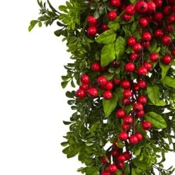 26" Berry & Boxwood Teardrop Swag -Christmas Designers Store D251363S 12