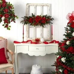 3ft. Red Poinsettia & Berry Centerpiece -Christmas Designers Store D252167S 15