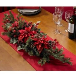 3ft. Red Poinsettia & Berry Centerpiece -Christmas Designers Store D252167S 16
