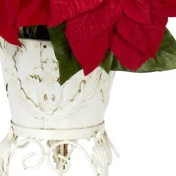 21" Potted Poinsettia With White Metal Planter 11 21" Potted Poinsettia With White Metal Planter -Christmas Designers Store D252177S 13