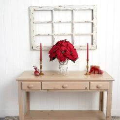 21" Potted Poinsettia With White Metal Planter 13 21" Potted Poinsettia With White Metal Planter -Christmas Designers Store D252177S 15