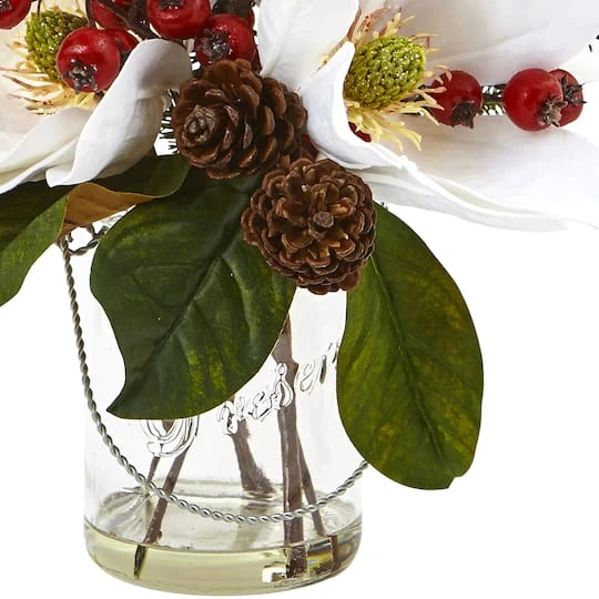 12" Magnolia, Pine & Berry Arrangement In Glass Vase 6 12" Magnolia, Pine & Berry Arrangement In Glass Vase - Image 4