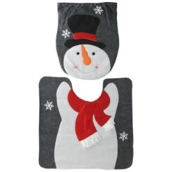 Holiday Snowman Bathroom Seat & Floor Cover Set -Christmas Designers Store D252357S 1 1