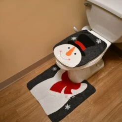 Holiday Snowman Bathroom Seat & Floor Cover Set -Christmas Designers Store D252357S 2