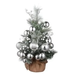 2ft. Pre-Lit Frosted Silver Pine Artificial Christmas Tree, Warm White LED Lights 15 2ft. Pre-Lit Frosted Silver Pine Artificial Christmas Tree, Warm White LED Lights -Christmas Designers Store D252566S 16