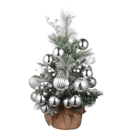 2ft. Pre-Lit Frosted Silver Pine Artificial Christmas Tree, Warm White LED Lights 9 2ft. Pre-Lit Frosted Silver Pine Artificial Christmas Tree, Warm White LED Lights - Image 7