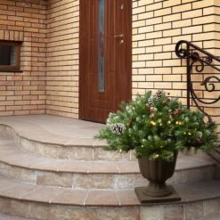 33" Pre-Lit Frosted Berry Urn Filler -Christmas Designers Store D252570S 2