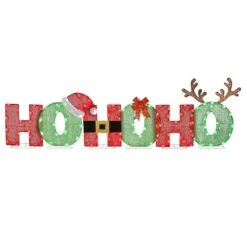 7.5ft. LED Red & Green Ho Ho Ho Decoration -Christmas Designers Store D252599S 1 1