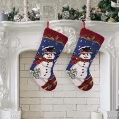 Glitzhome® 19" Snowman Christmas Stockings, 2ct. -Christmas Designers Store D252862S 2