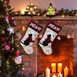Glitzhome® 21" LED Cat Christmas Stockings, 2ct. -Christmas Designers Store D252863S 2