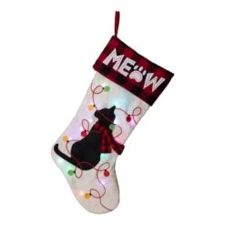 Glitzhome® 21" LED Cat Christmas Stockings, 2ct. -Christmas Designers Store D252863S 3