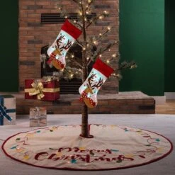 Glitzhome® LED Reindeer Stockings & Tree Skirt Set -Christmas Designers Store D252865S 2