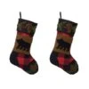 Glitzhome® 22" Red & Black Plaid Bear Stockings, 2ct.