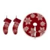 Glitzhome® Red Snowflake Tree Skirt & Stockings Set 1 Glitzhome® Red Snowflake Tree Skirt & Stockings Set -Christmas Designers Store D252885S 1