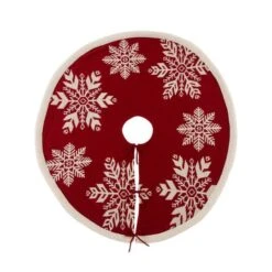 Glitzhome® Red Snowflake Tree Skirt & Stockings Set 15 Glitzhome® Red Snowflake Tree Skirt & Stockings Set -Christmas Designers Store D252885S 4