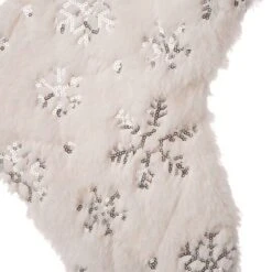 Glitzhome® 21" White Plush With Snowflake Christmas Stocking, 2ct. -Christmas Designers Store D252905S 6