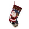 Glitzhome® 19" Santa Hooked Stocking 2 Glitzhome® 19" Santa Hooked Stocking -Christmas Designers Store D252943S 1