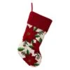 Glitzhome® 21" Poinsettia Hooked Stocking 2 Glitzhome® 21" Poinsettia Hooked Stocking -Christmas Designers Store D252944S 1