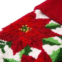 Glitzhome® 21" Poinsettia Hooked Stocking -Christmas Designers Store D252944S 5