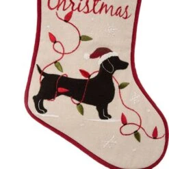 Glitzhome® 21" Dachshund Fabric Christmas Stocking 15 Glitzhome® 21" Dachshund Fabric Christmas Stocking -Christmas Designers Store D252946S 6