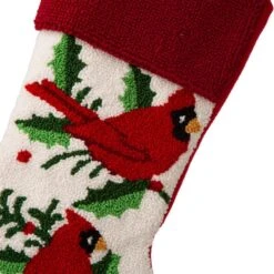 Glitzhome® 21" Cardinal Hooked Stocking -Christmas Designers Store D252948S 3