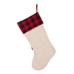 Glitzhome® Pre-Lit 21" Cat Embroidered Linen Christmas Stocking With LED Lighting -Christmas Designers Store D252951S 5
