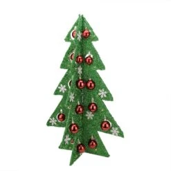 Northlight 2.25ft. Pre-Lit Green & Red Tinsel Christmas Tree With LED Lights