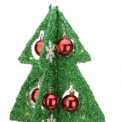 Northlight 2.25ft. Pre-Lit Green & Red Tinsel Christmas Tree With LED Lights -Christmas Designers Store D253641S 12