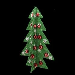 Northlight 2.25ft. Pre-Lit Green & Red Tinsel Christmas Tree With LED Lights -Christmas Designers Store D253641S 13
