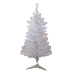 Northlight 3ft. Pre-Lit White Iridescent Pine Artificial Christmas Tree, Pink Lights 12 Northlight 3ft. Pre-Lit White Iridescent Pine Artificial Christmas Tree, Pink Lights -Christmas Designers Store D253654S 1 1