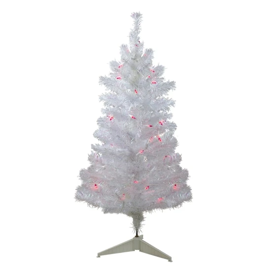 Northlight 3ft. Pre-Lit White Iridescent Pine Artificial Christmas Tree, Pink Lights 3 Northlight 3ft. Pre-Lit White Iridescent Pine Artificial Christmas Tree, Pink Lights