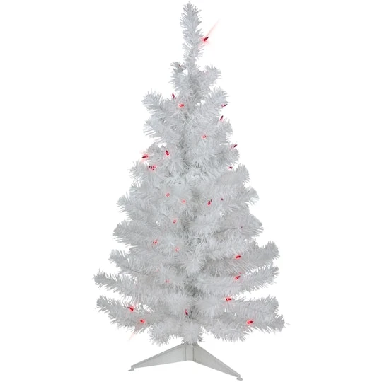 Northlight 3ft. Pre-Lit White Iridescent Pine Artificial Christmas Tree, Pink Lights 6 Northlight 3ft. Pre-Lit White Iridescent Pine Artificial Christmas Tree, Pink Lights - Image 4