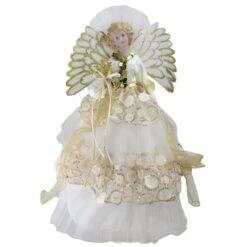 Northlight 16" White & Gold Lighted Angel Christmas Tree Topper -Christmas Designers Store D253703S 11