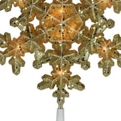 Northlight 9" Gold Lighted Snowflake Christmas Tree Topper -Christmas Designers Store D253705S 13