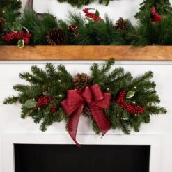 Northlight 32" Clear Lights Canadian Pine Swag -Christmas Designers Store D253711S 12