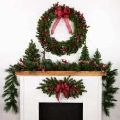 Northlight 32" Clear Lights Canadian Pine Swag -Christmas Designers Store D253711S 13