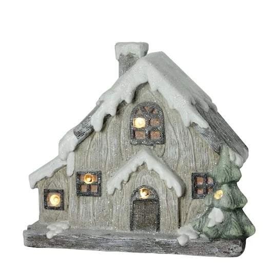 Northlight 14" Gray & White LED Glittered House Christmas Tabletop Décor 4 Northlight 14" Gray & White LED Glittered House Christmas Tabletop Décor - Image 2