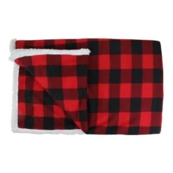 Northlight Black & Red Buffalo Plaid Christmas Throw Cover With Sherpa Backing