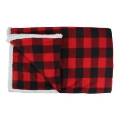 Northlight Black & Red Buffalo Plaid Christmas Throw Cover With Sherpa Backing -Christmas Designers Store D253945S 11