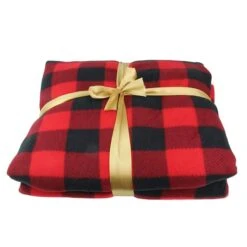 Northlight Black & Red Buffalo Plaid Christmas Throw Cover With Sherpa Backing -Christmas Designers Store D253945S 13