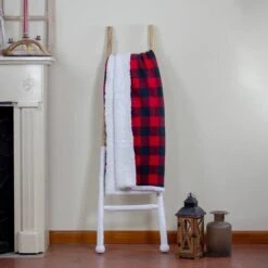 Northlight Black & Red Buffalo Plaid Christmas Throw Cover With Sherpa Backing -Christmas Designers Store D253945S 2