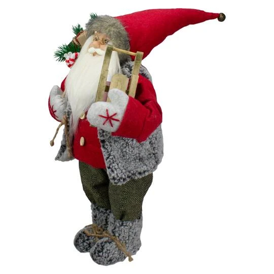 Northlight 18" Standing Santa Christmas Figure Carrying Presents & Sled 9 Northlight 18" Standing Santa Christmas Figure Carrying Presents & Sled - Image 7
