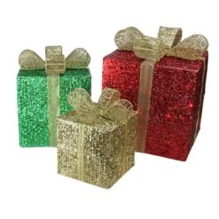 Northlight Red Pre-Lit Glittering Christmas Gift Box Set 8 Northlight Red Pre-Lit Glittering Christmas Gift Box Set -Christmas Designers Store D253967S 11