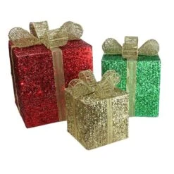 Northlight Red Pre-Lit Glittering Christmas Gift Box Set 9 Northlight Red Pre-Lit Glittering Christmas Gift Box Set -Christmas Designers Store D253967S 12