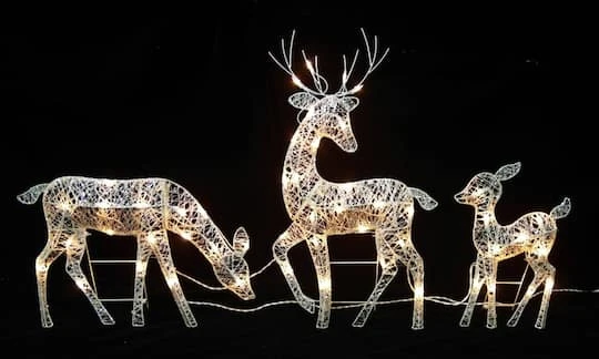 Northlight White Glittered Doe, Fawn & Reindeer Lighted Christmas Decoration 5 Northlight White Glittered Doe, Fawn & Reindeer Lighted Christmas Decoration - Image 3