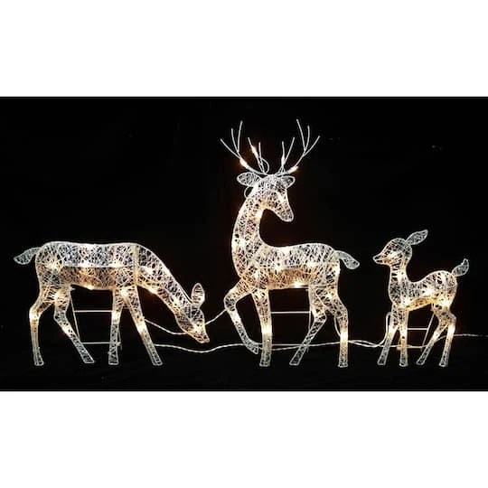 Northlight White Glittered Doe, Fawn & Reindeer Lighted Christmas Decoration 7 Northlight White Glittered Doe, Fawn & Reindeer Lighted Christmas Decoration - Image 5